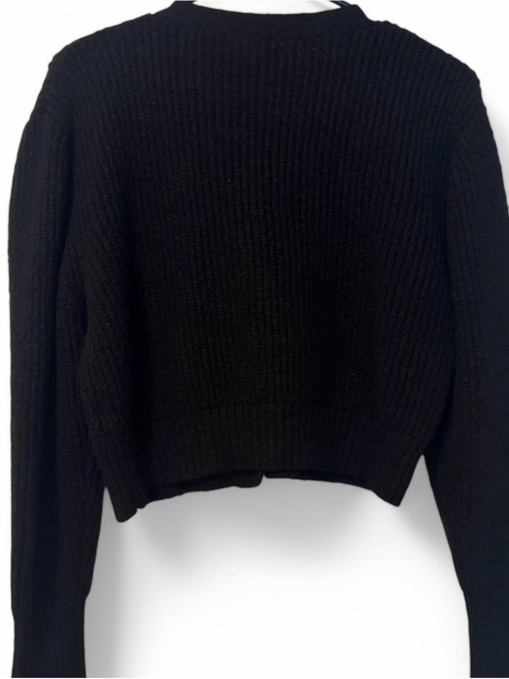 Black V-Neck Ribbed Button-Front Sweater - Picture 6 of 6